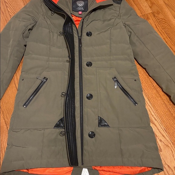 Vince Camuto Olive Puffer Coat with Faux Fur Hood - Picture 4 of 15